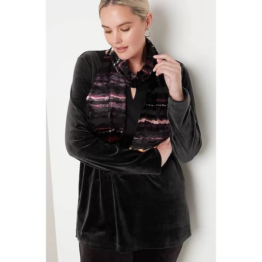 NWT J. Jill Womens Size XS Black Velvet V-Neck Pullover Tunic Top NEW - Picture 7 of 7